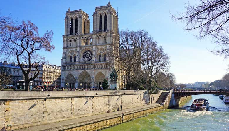 View of Notre-Dame Cathedral from the Seine River