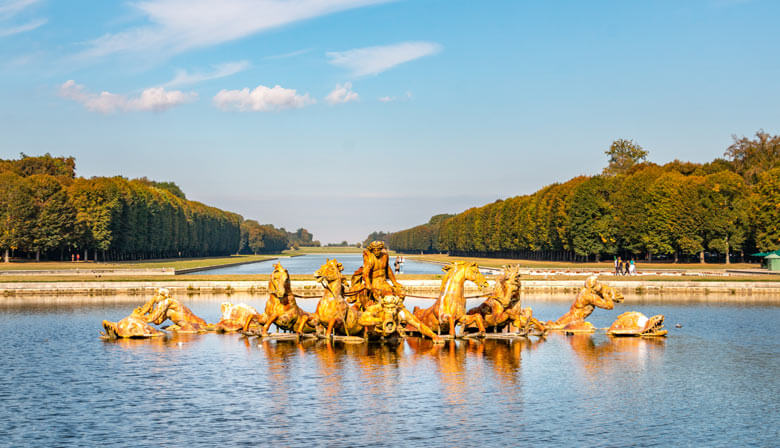 Sculptures on water at the gardens of Versailles