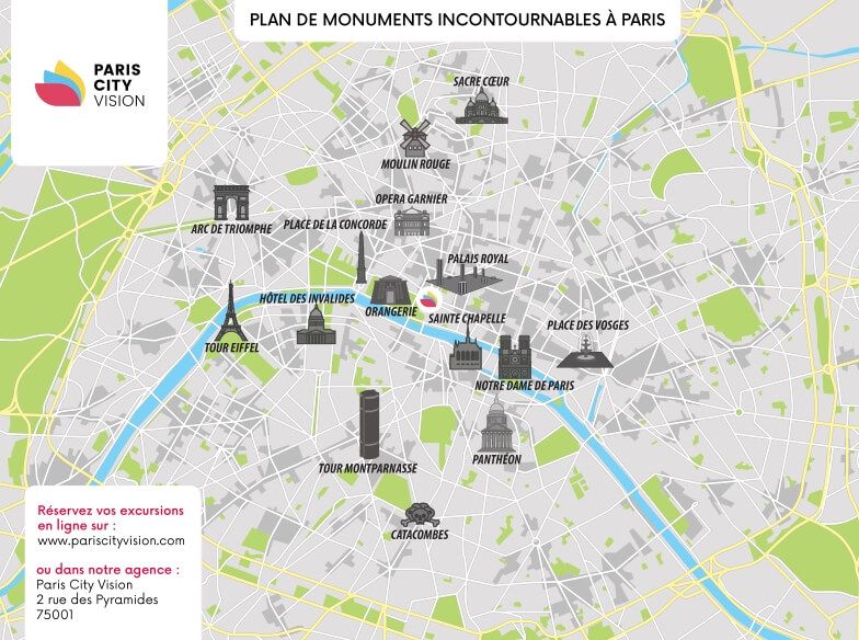 carte de paris monuments