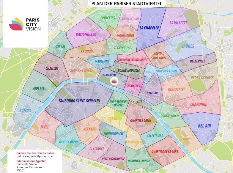 Karte Und Plan Der Pariser Stadtviertel Zum Downloaden Pariscityvision