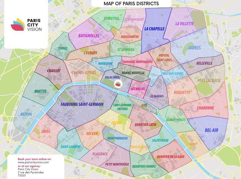 Map Of Paris Arrondissements Neighborhoods