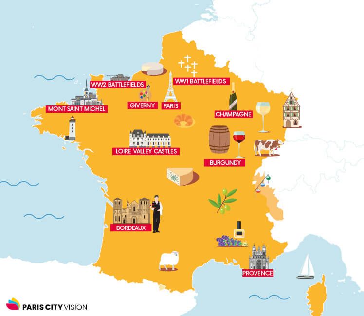 French Tourist Map The Best Places To See Pariscityvision - Gambaran