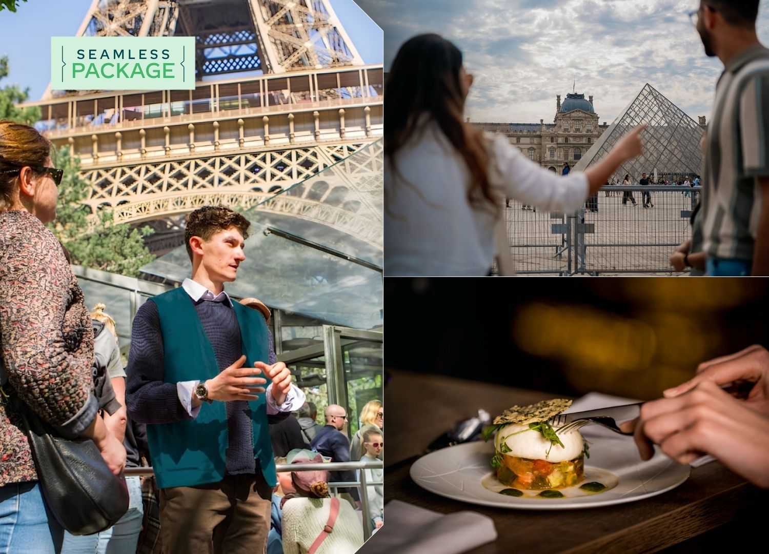 Paris Essentials: Eiffel Tower, Louvre Museum & Dinner cruise (transfers included*)